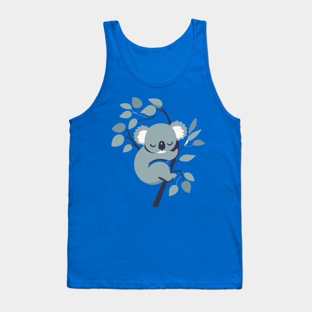 Cute koala bear sleeping on a tree, sleepyhead, kawaii style vector illustration, koala bear lover Tank Top by Nora Liak